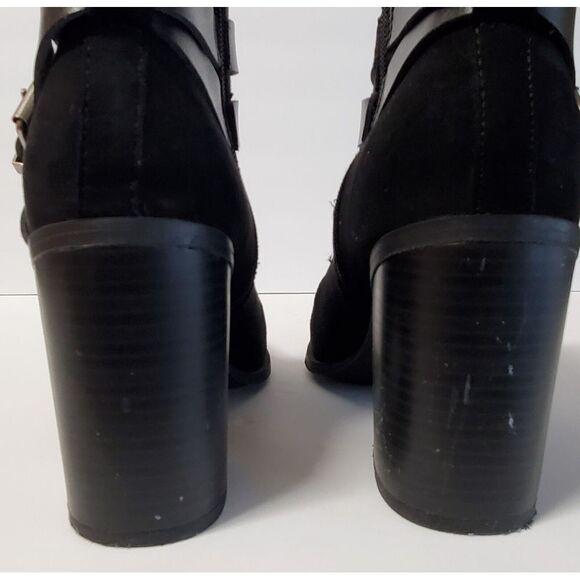 Steve Madden Girl Boot Booties Eliot ELIO0J1 WO 9M Black Strap Buckle Heel Shoes - Picture 5 of 12